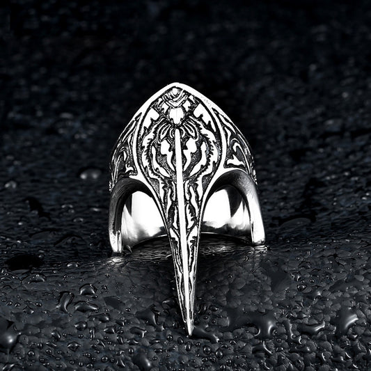 Nordic Amulet Jewelry Titanium Steel Carved Raven Ring