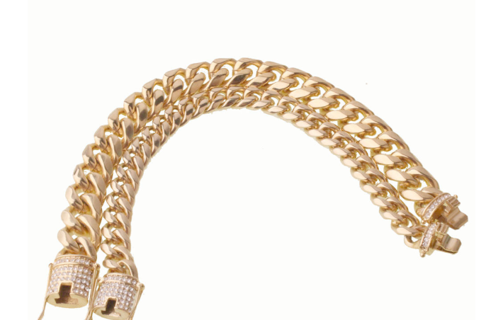 8-18mm Wide Stainless Steel Cuban Miami Chains Necklaces with CZ Zircon Box Lock: Big Heavy Gold Chain for Men - Hip Hop Rock Jewelry