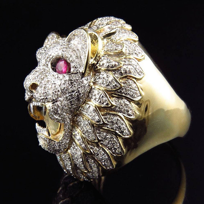 Milangirl New Creative Lion Head Punk Luxury Rings for Men: Party Club Fashion Gothic Championship Rings Jewelry