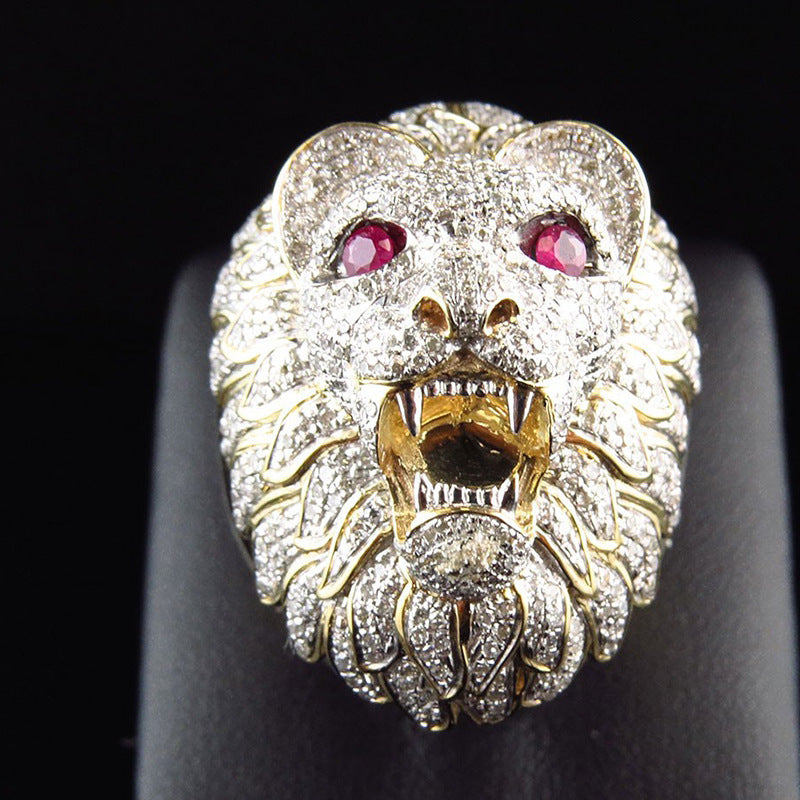 Milangirl New Creative Lion Head Punk Luxury Rings for Men: Party Club Fashion Gothic Championship Rings Jewelry