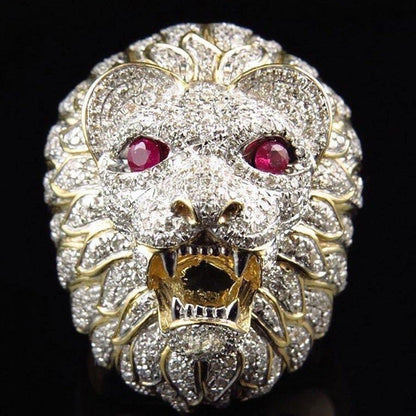 Milangirl New Creative Lion Head Punk Luxury Rings for Men: Party Club Fashion Gothic Championship Rings Jewelry