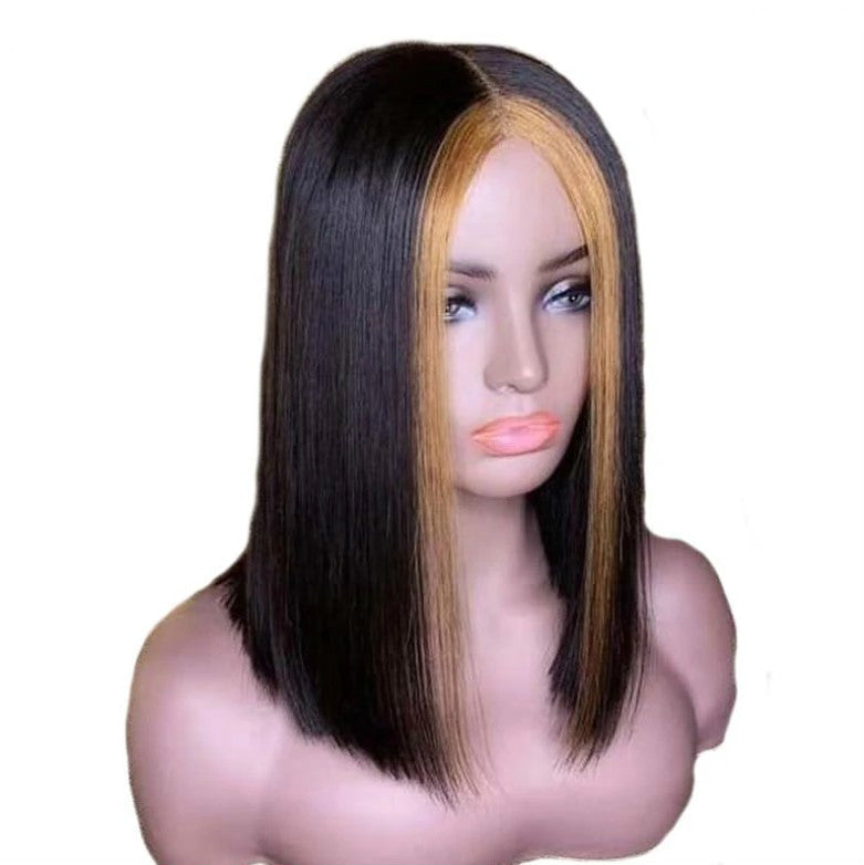Explosion Style Front Lace Straight Hair Wig: European and American Women's Short Human Hair Wig