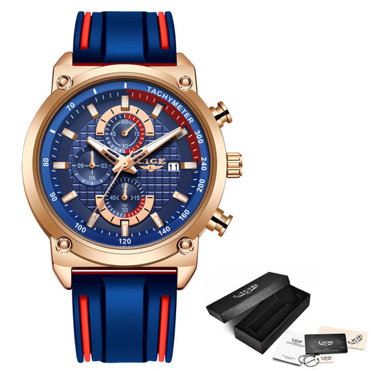 New Creative Design Blue Watches for Men: Luxury Quartz Wristwatch with Stainless Steel, Chronograph, and Sporty Appeal. Shop Now!
