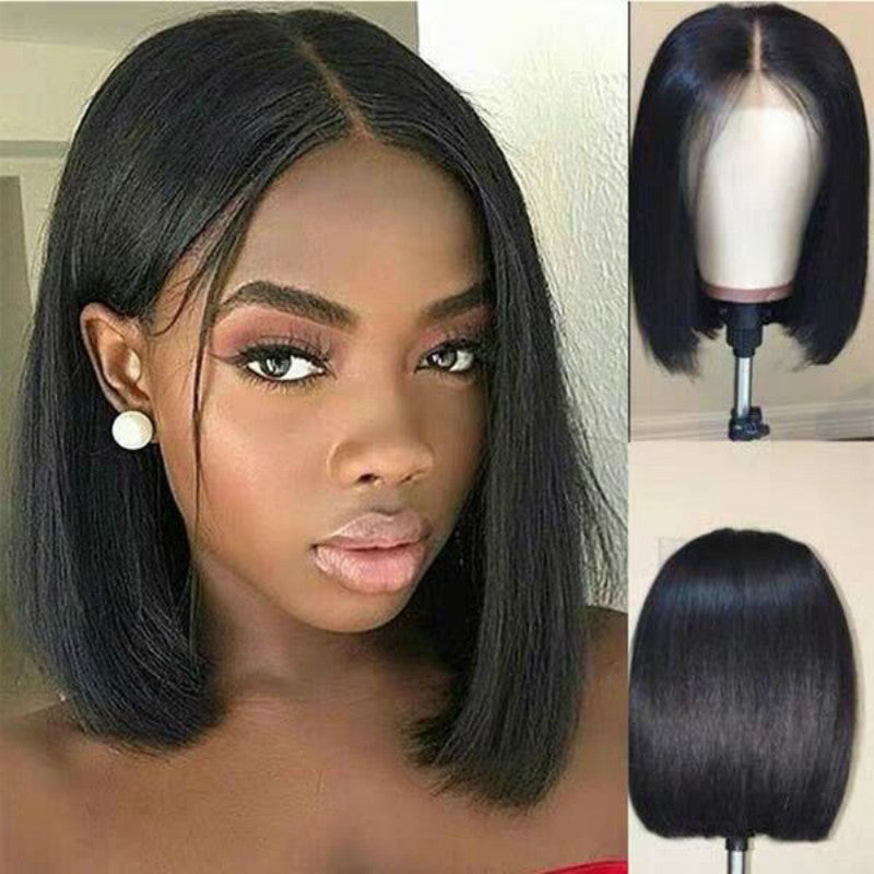 Short Human Hair Bob Wig for Women - Brazilian Remy Black Wig