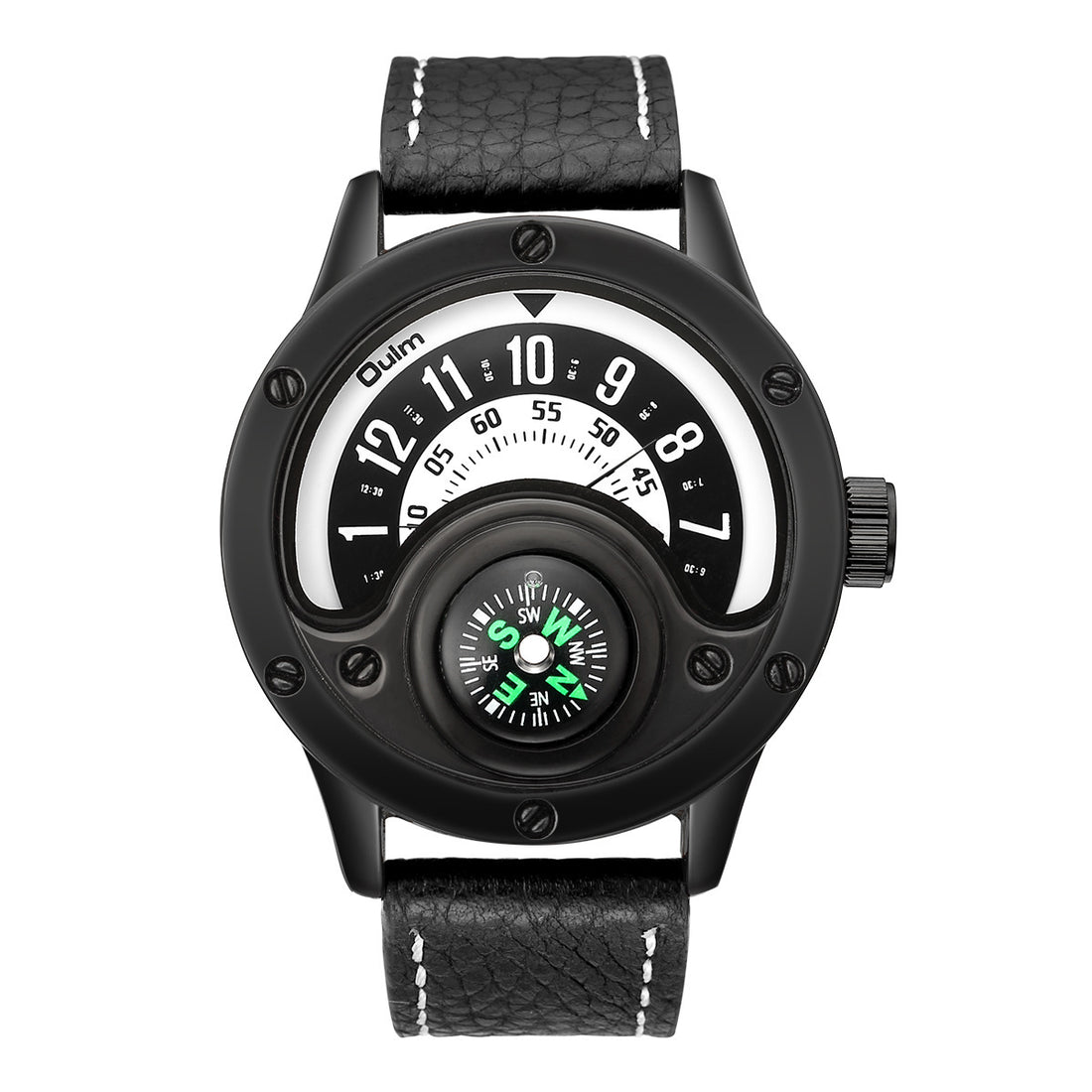 Decorative Compass Watch, Unique Design Watch, Male Quartz Clock Watch, Men's Leather Strap Casual Wristwatch