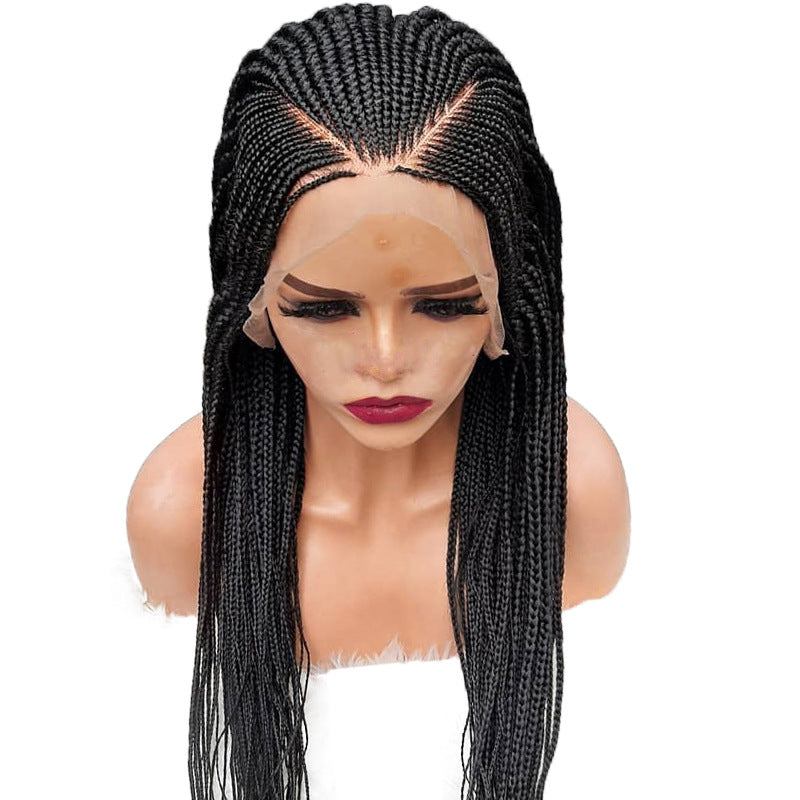 13x6 Braided Wigs: Synthetic Lace Front Wig Black