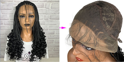 13x6 Braided Wigs: Synthetic Lace Front Wig Black
