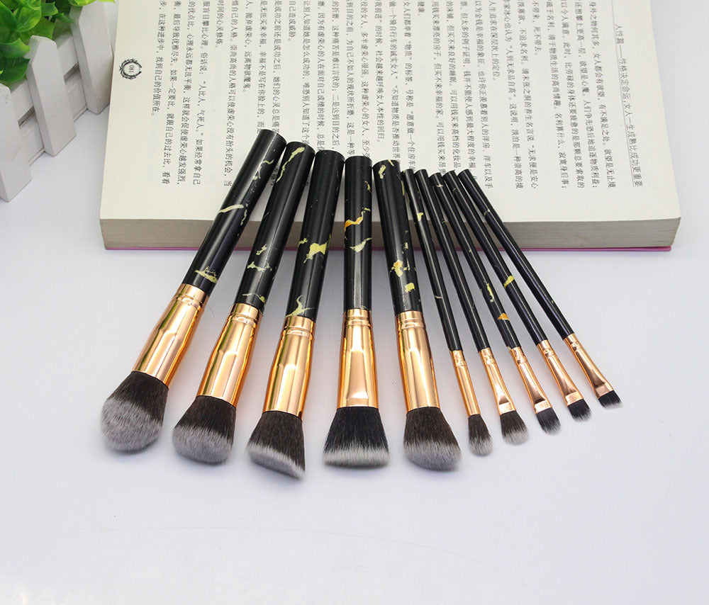 15 Marbled Design Makeup Brushes Set.