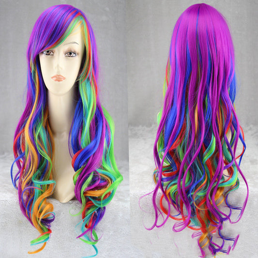 Colorful wig with a rainbow gradient hairstyle, Colorful Rainbow Wig