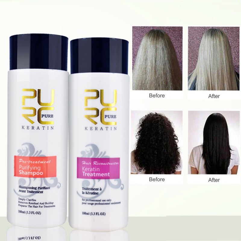 PURC Straightening Hair Repair and Straighten Damaged Hair Products: Brazilian Keratin Treatment & Purifying Shampoo