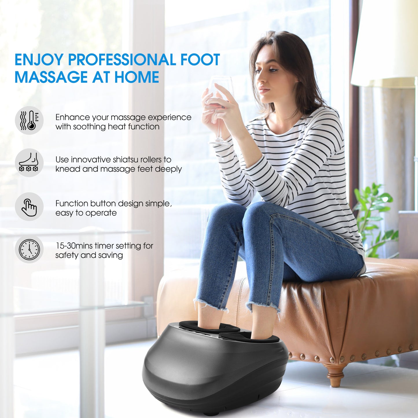 Foot Massager Machine with Heat and Massage: Gifts for Men and Women. Shiatsu Deep Kneading Electric Feet Massager for Home and Office Use.