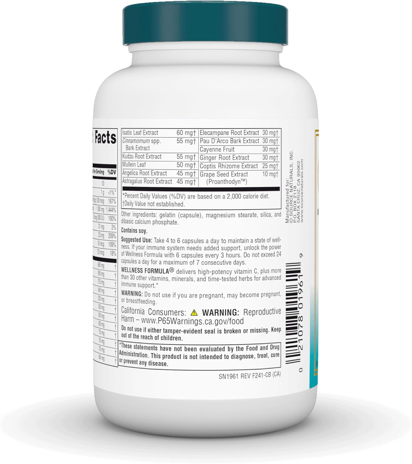 Wellness Formula – Advanced Immune Support with Vitamins & Herbal Blend | Immune System Booster Supplement – 120 Capsules