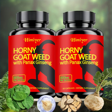 Horny Goat Weed + Tongkat Ali & Ginseng – 2 Bottles, 800mg Plant-Based Supplement for Energy, Vitality & Confidence
