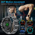 Smartwatch with health monitoring features displayed on a dark background