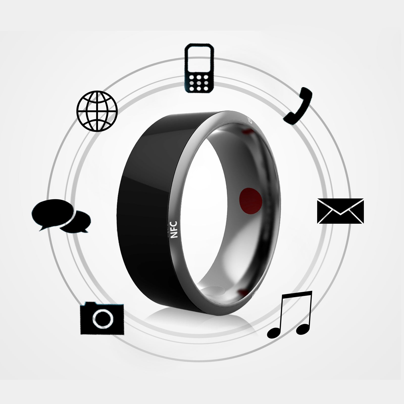 Smart Ring: Multifunctional Black High-Tech Wearable Device