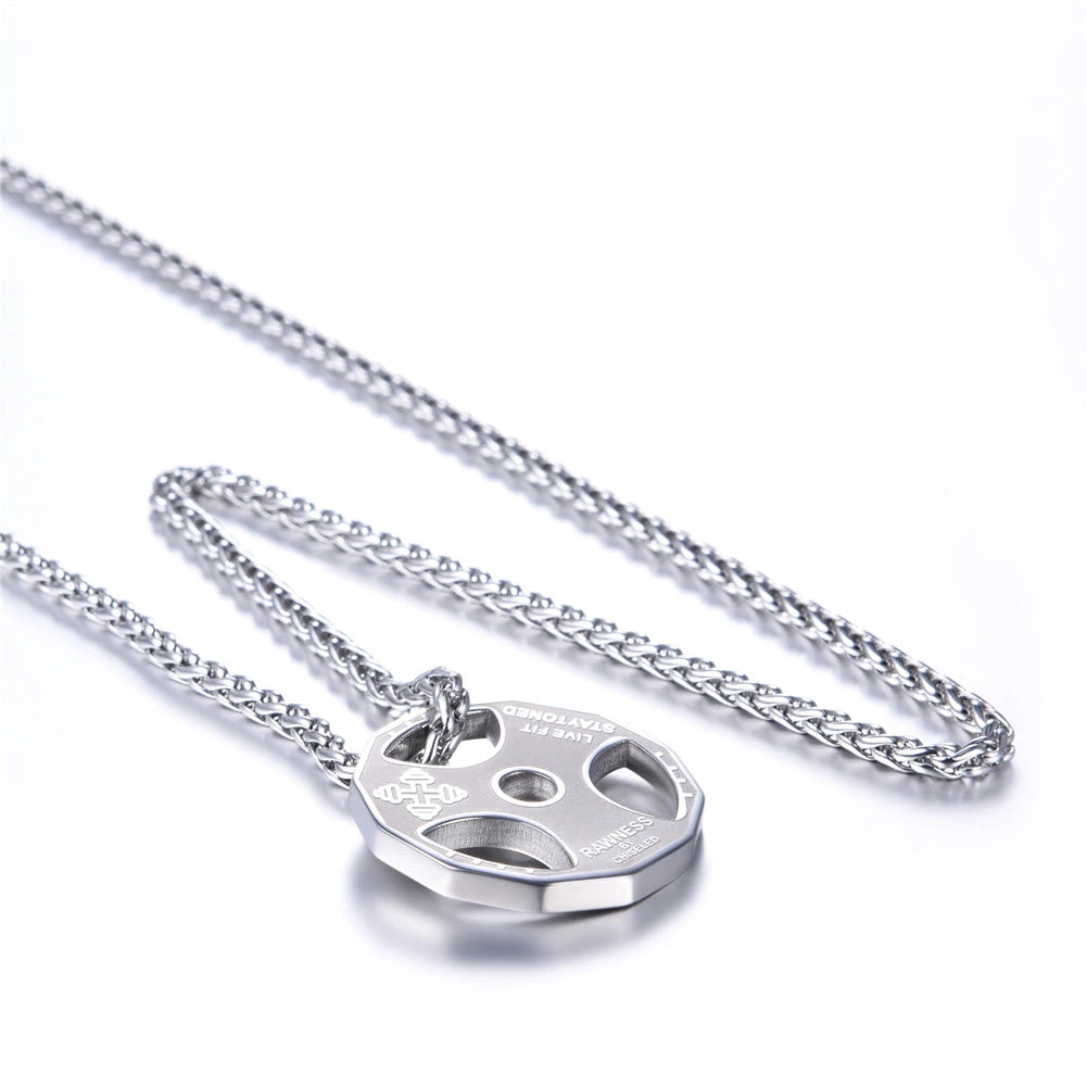 U7 Sport Jewelry Stainless Steel Men's Fitness Barbell Gym Necklace