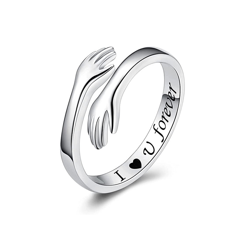 Adjustable 'I Love You Forever' Hug Rings for Women and Men