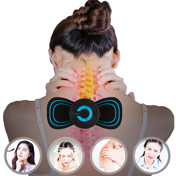 Portable Mini Electric Neck Back Body Massager: Cervical Massage Stimulator, Pain Relief Massage Patch with USB Charging Cable.