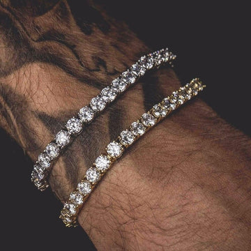 Hip Hop Bracelet: Iced Out Single Row Rhinestones Chain Bling Tennis Charm Bracelets, Zirconia Bracelets Link Chain Jewelry