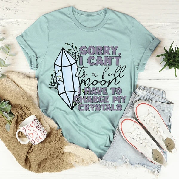 Funny 'I Have to Charge My Crystals' T-Shirt - Spiritual Graphic Tee for Women and Men