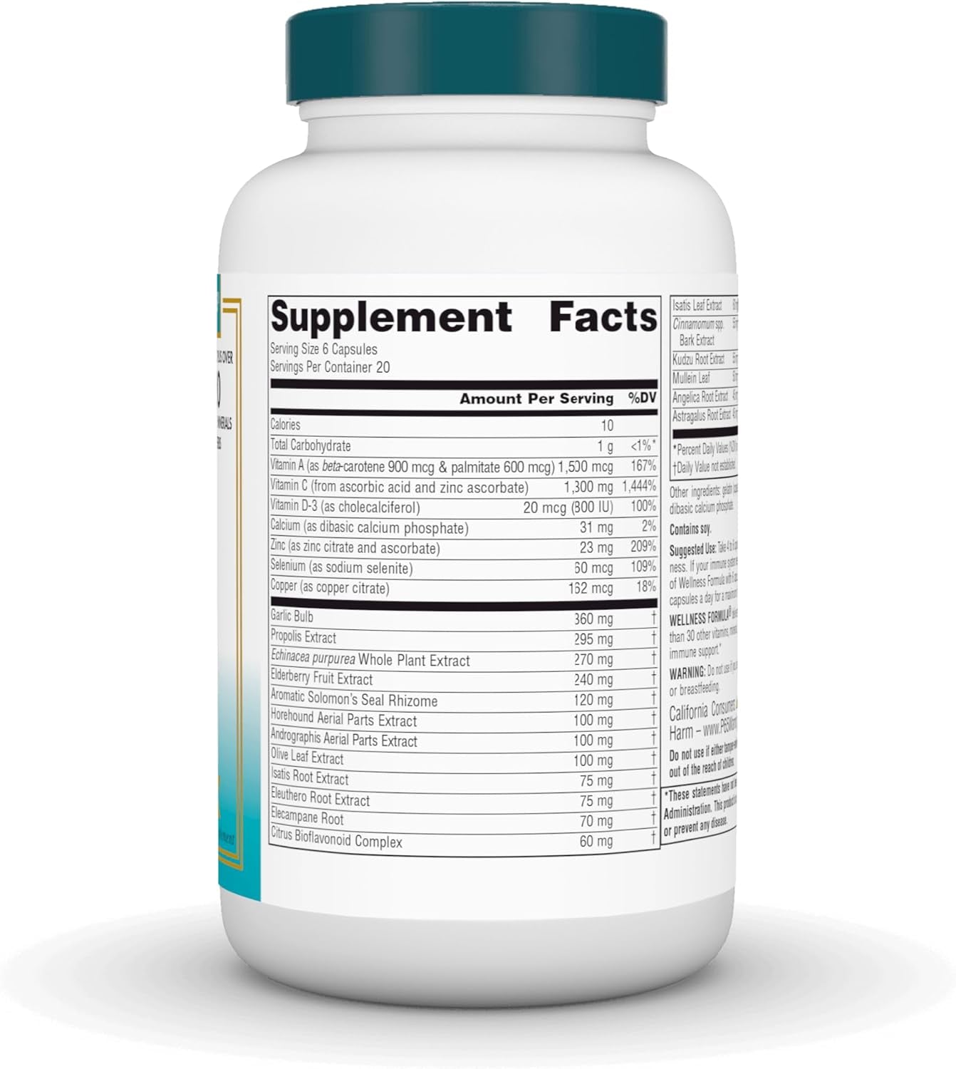 Wellness Formula – Advanced Immune Support with Vitamins & Herbal Blend | Immune System Booster Supplement – 120 Capsules