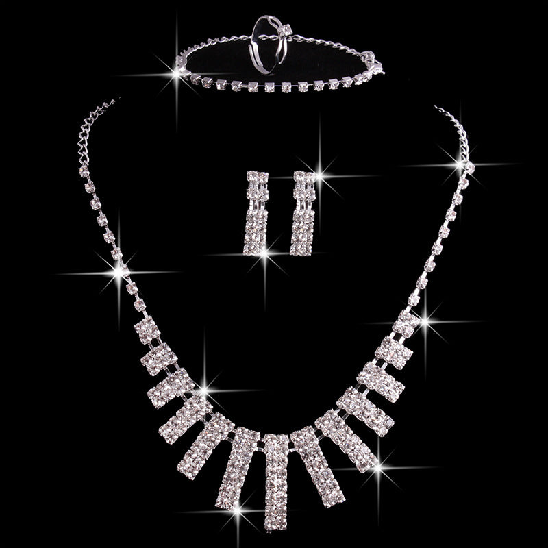 Hao Yue Jewelry Set: Foreign Trade Explosion Bridal Jewelry Four Sets, Wedding Match Crystal Jewelry Set