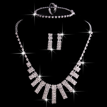 Hao Yue Jewelry Set: Foreign Trade Explosion Bridal Jewelry Four Sets, Wedding Match Crystal Jewelry Set