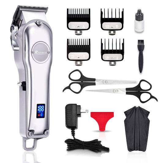 3-in-1 Men's Hair Trimmer: IPX7 Waterproof Beard Trimmer Grooming Kit with Cordless Hair Clipper for Women & Children. Features LED Display and USB Rechargeable