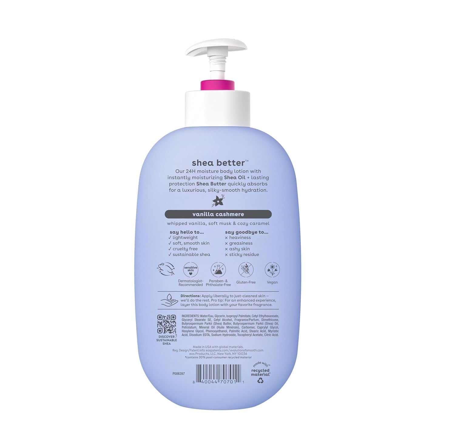 Shea Better Vanilla Cashmere Body Lotion - 16 Fl Oz, 24-Hour Moisture, Lightweight & Non-Greasy, Vegan