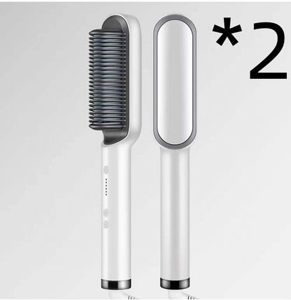 New 2-In-1 Hair Straightener Hot Comb Negative Ion Curling Tong Dual-Purpose Electric Hair Brush