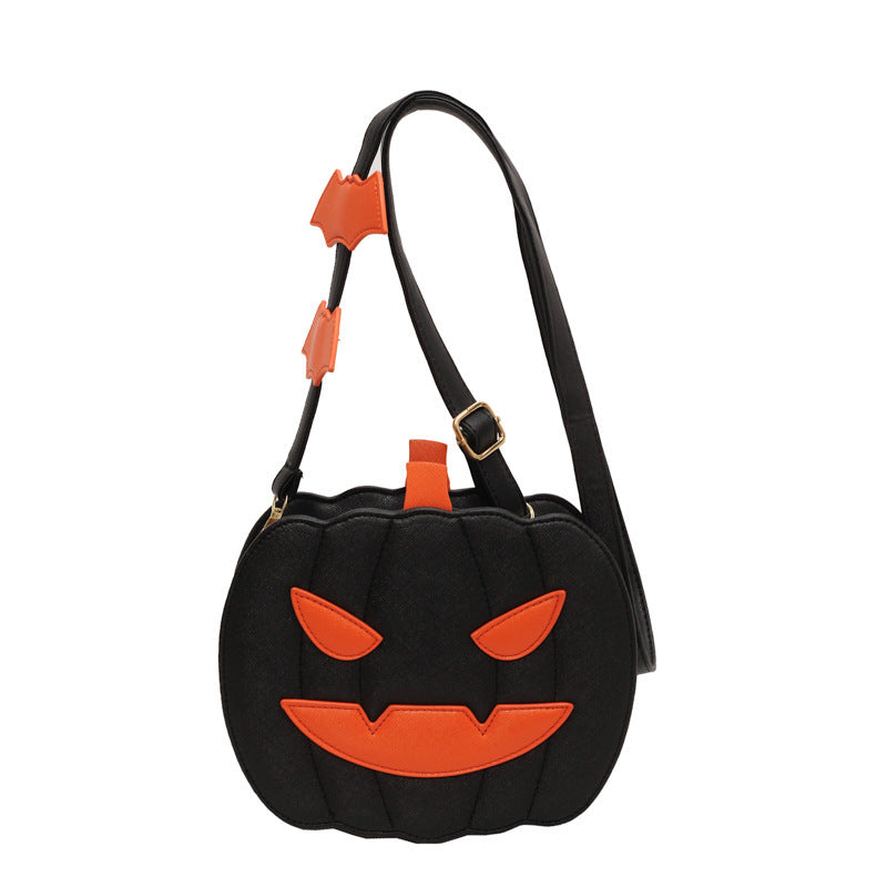 2024 Halloween Bags: Funny Pumpkin Cartoon Shoulder Crossbody Bag with Bat - Personalized Creative Female Bag