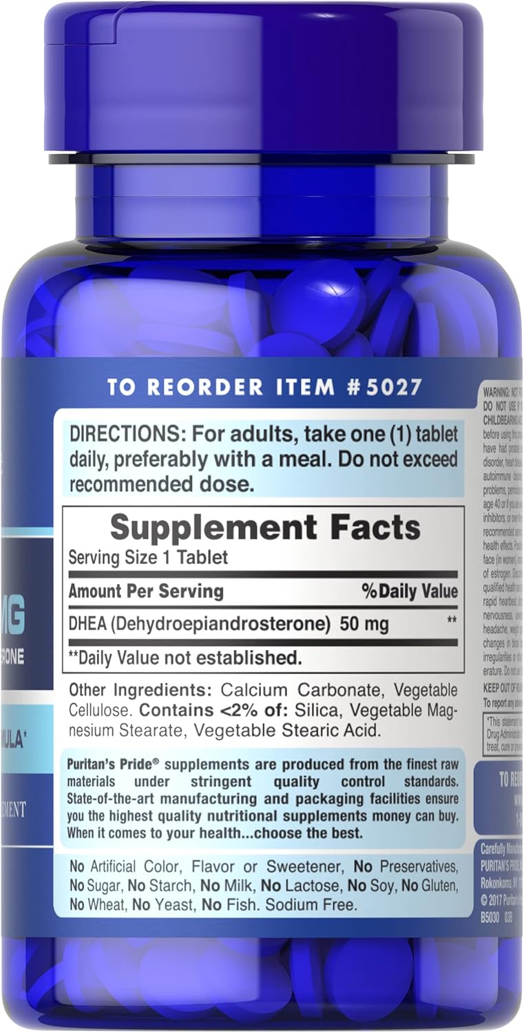 DHEA 50mg for Women & Men – Healthy Aging Support – 100 Tablets 