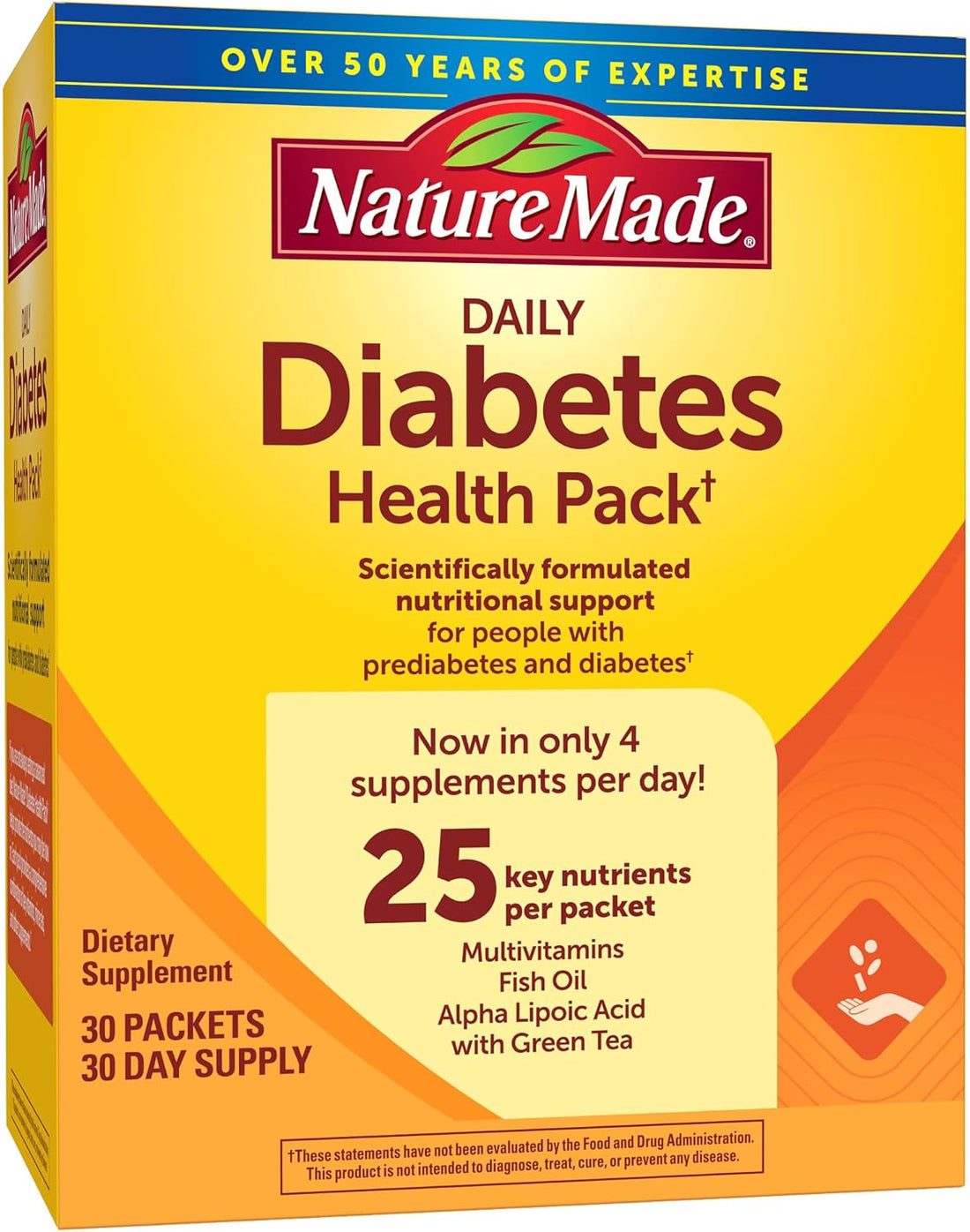 Daily Diabetes Health Pack, Dietary Supplement for Nutritional Support, 30 Packets, 30 Day Supply