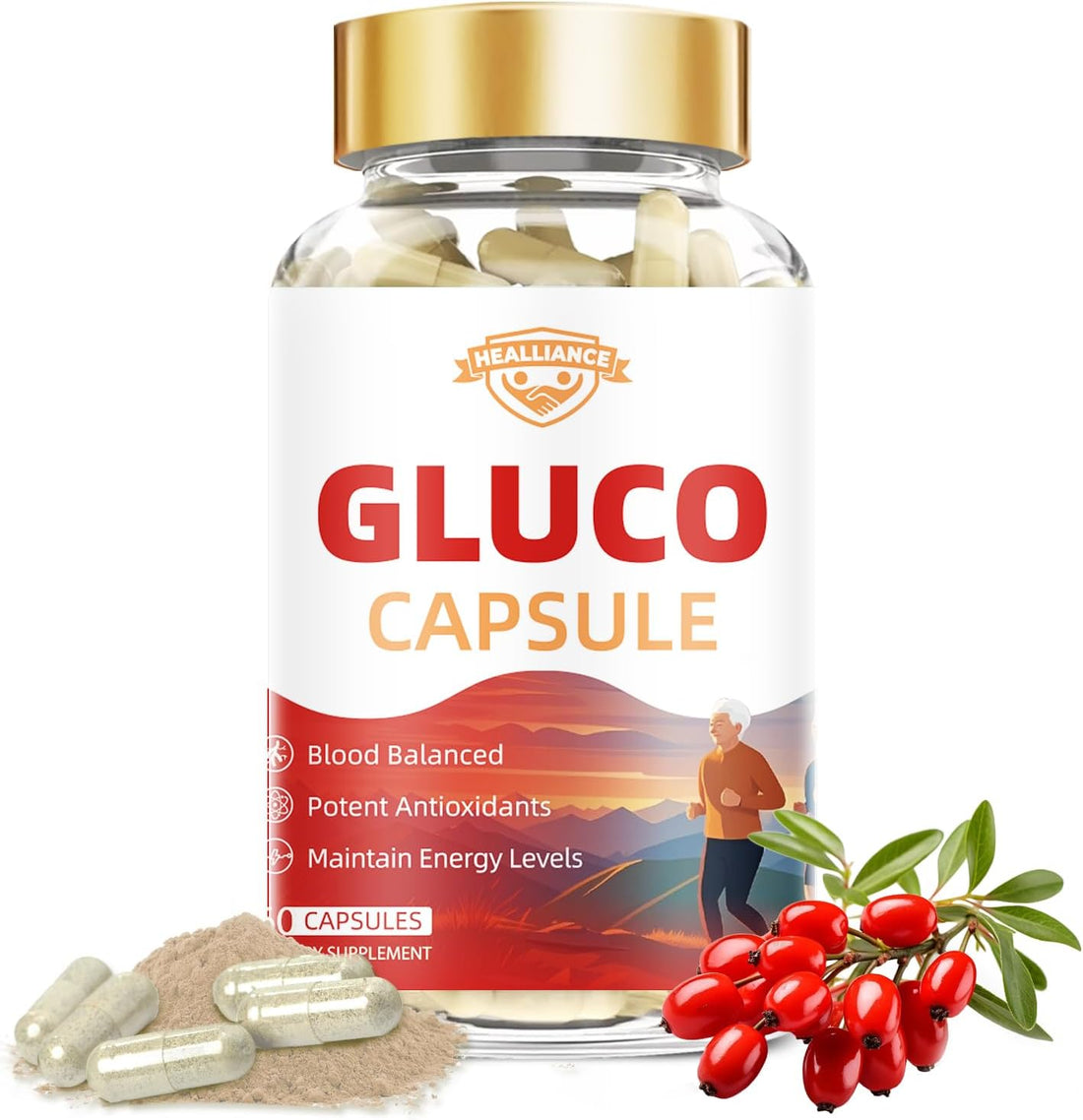 Gluco Blood Balance Supplement – Natural Glucose Support with Berberine, Bitter Melon & Cinnamon – Supports Metabolism, Energy & Antioxidant Health – 60 Capsules