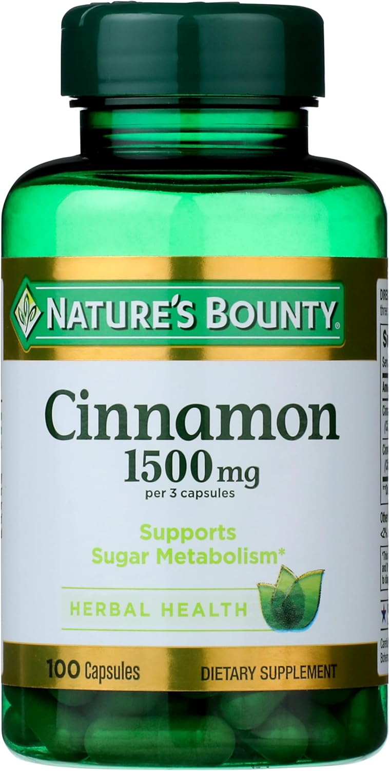 Cinnamon Capsules 1500mg – Sugar Metabolism Support Supplement | Herbal Formula for Glucose Balance & Wellness | 100 Capsules