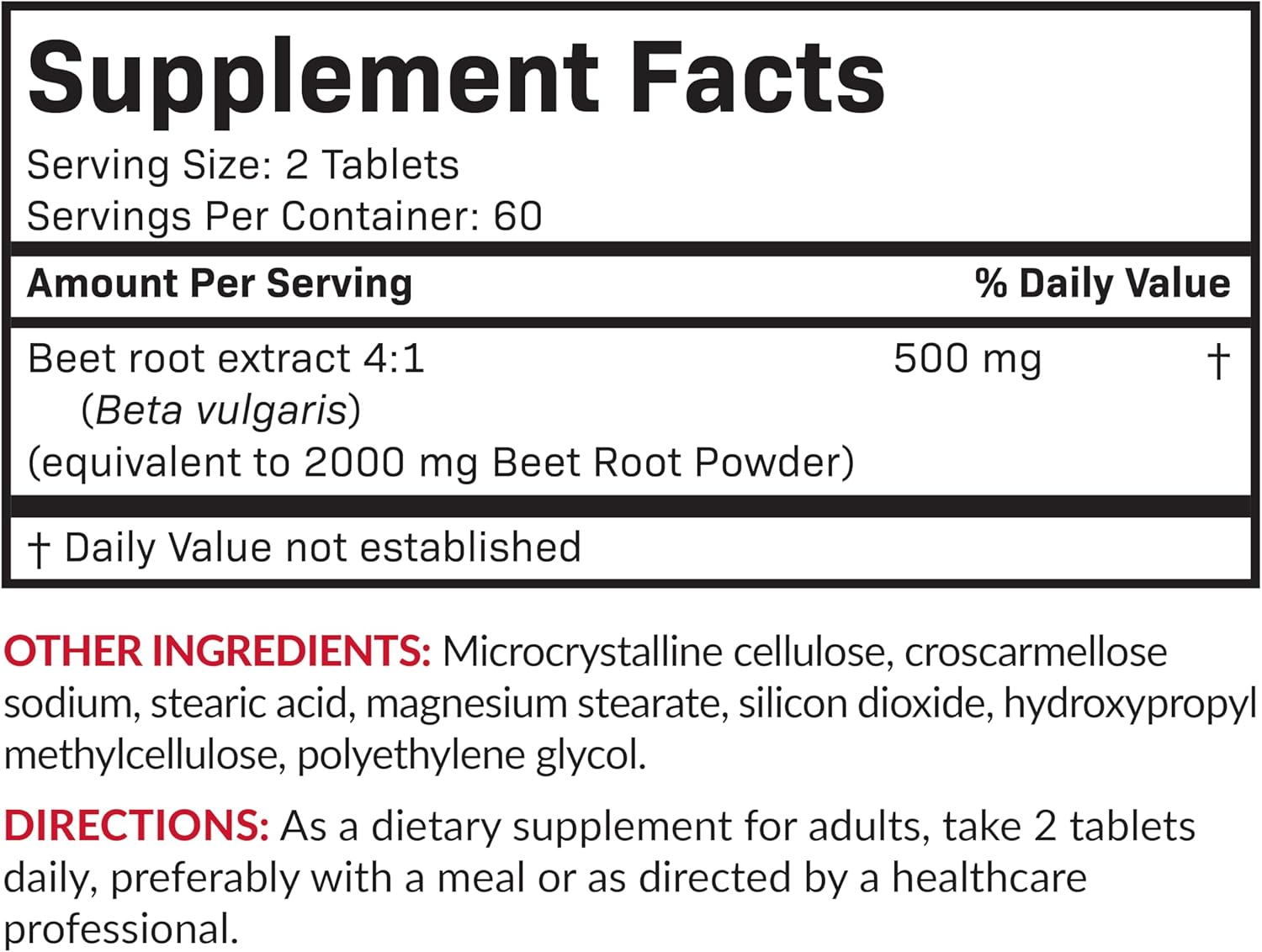 Beet Root Extra Strength – 120 Vegetarian Tablets – Non-GMO Circulation & Heart Support Supplement
