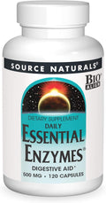 Essential Enzymes 500mg – Digestive Support for Gas, Bloating & Constipation Relief – 120 Capsules – Herbal Blend for Immune & Gut Health