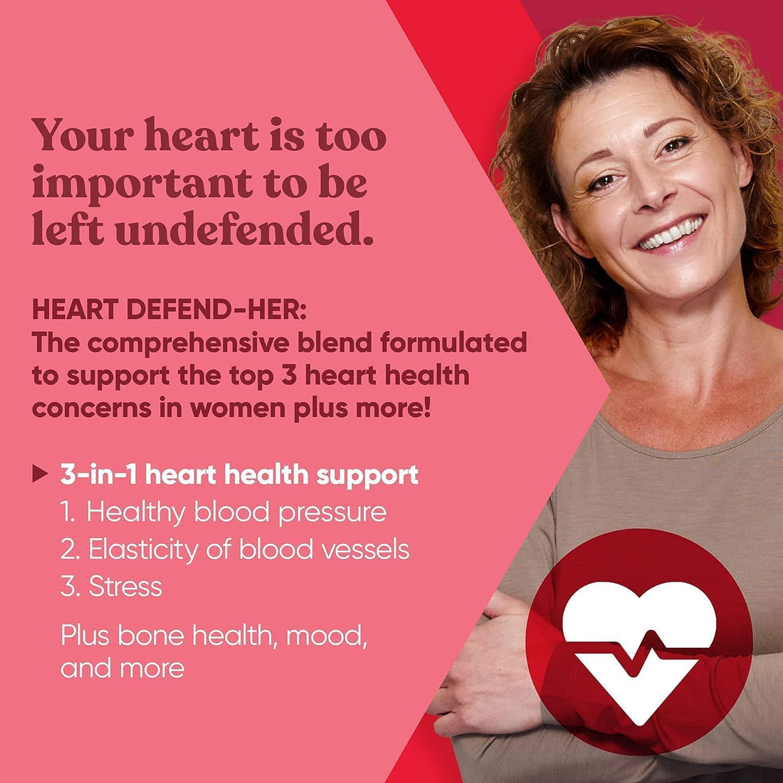 Heart Defend-Her – Women's Heart Health Supplement with CoQ10, K2 MK-7 & Grape Seed – Supports Blood Pressure, Arteries & Bones – 60 Veg Capsules