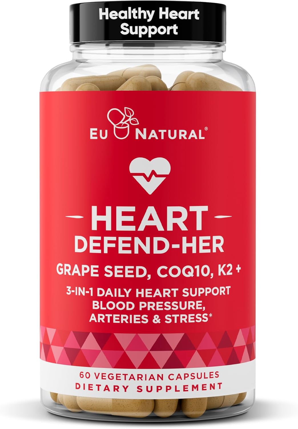 Heart Defend-Her – Women's Heart Health Supplement with CoQ10, K2 MK-7 & Grape Seed – Supports Blood Pressure, Arteries & Bones – 60 Veg Capsules