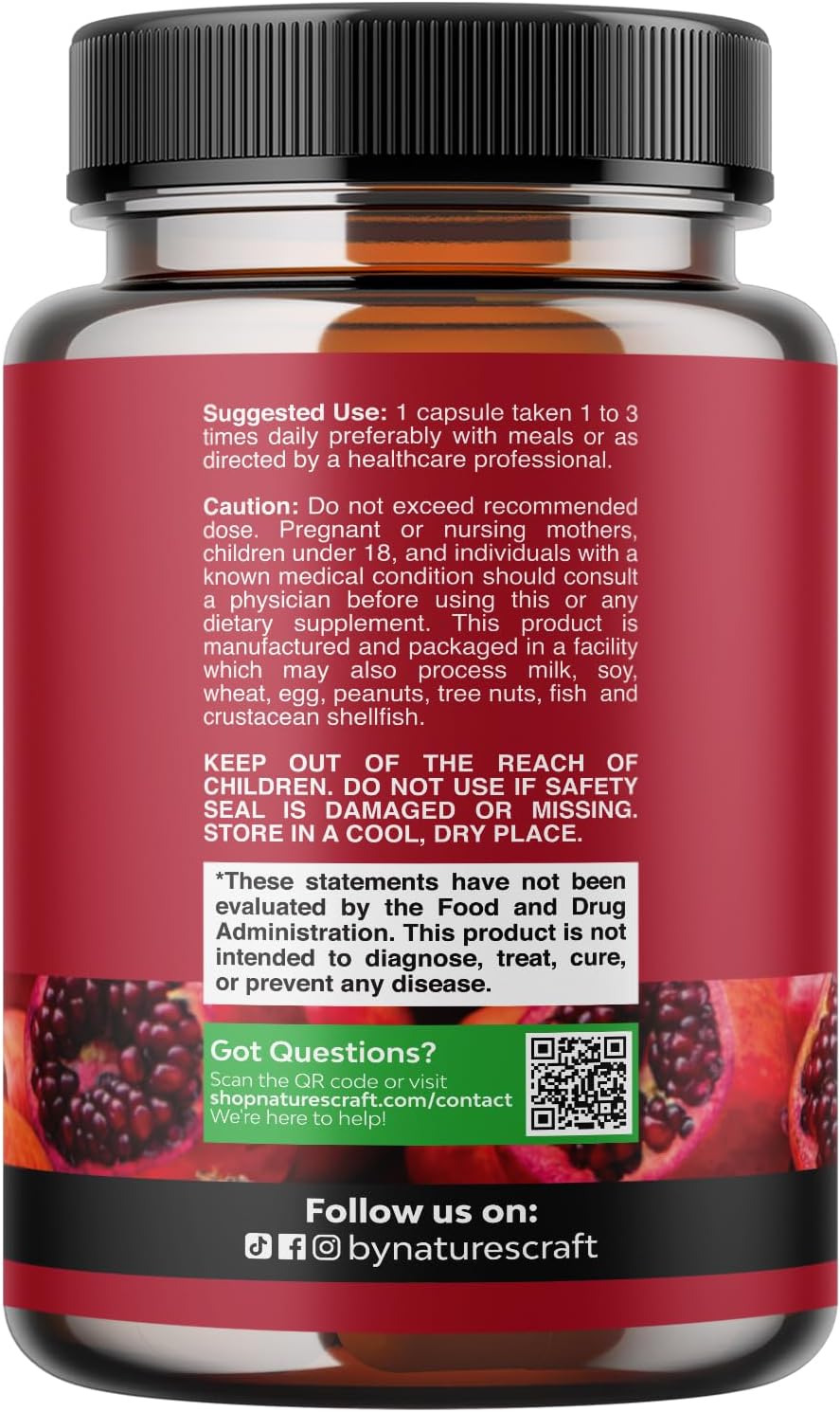 Pomegranate Extract Capsules – Antioxidant & Nitric Oxide Support – Heart, Joint & Brain Health – Pre-Workout Formula for Men & Women