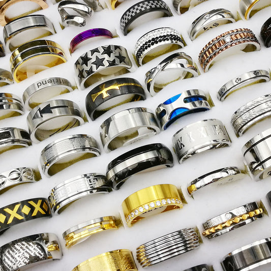 High-end Boutique-mixed Styles Of Titanium Steel And Stainless Steel Rings For Men And Women