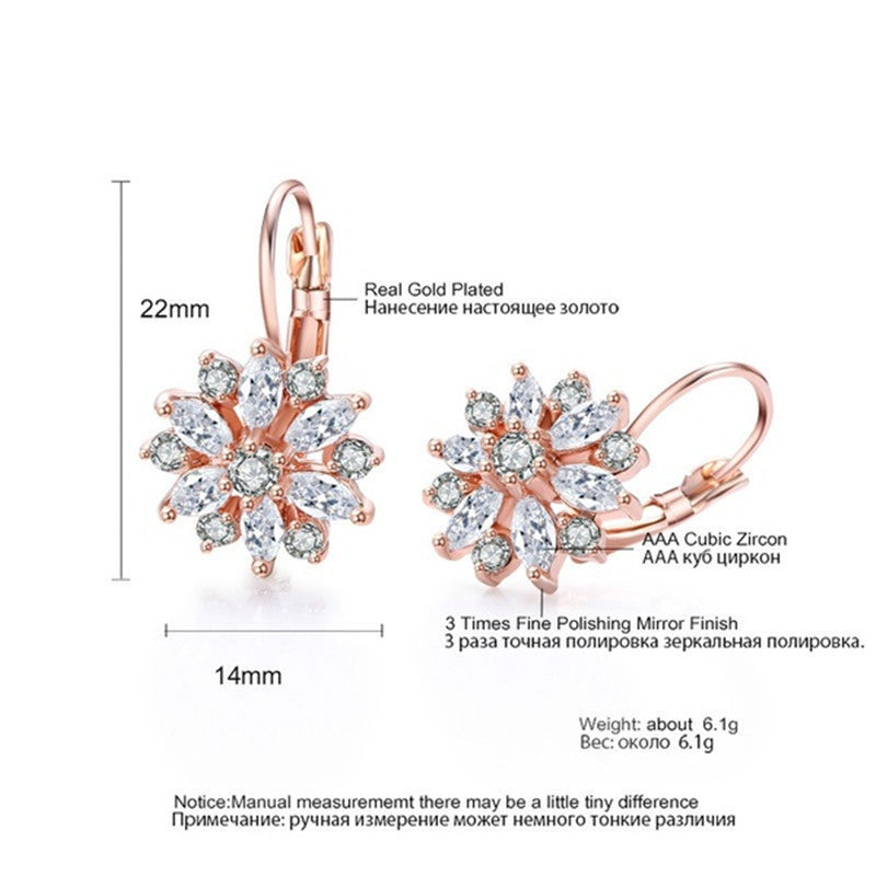Radiant Elegance: Rhinestone Sunflower Fashion Ear Jewelry