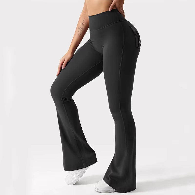 2024 Women's High Stretch Wide Leg Yoga Leggings - Naked Feeling Compression Fitness Pants with Pockets