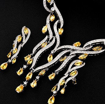 New Crystal Jewelry: Zircon Jewelry Set with Tassel Pendant