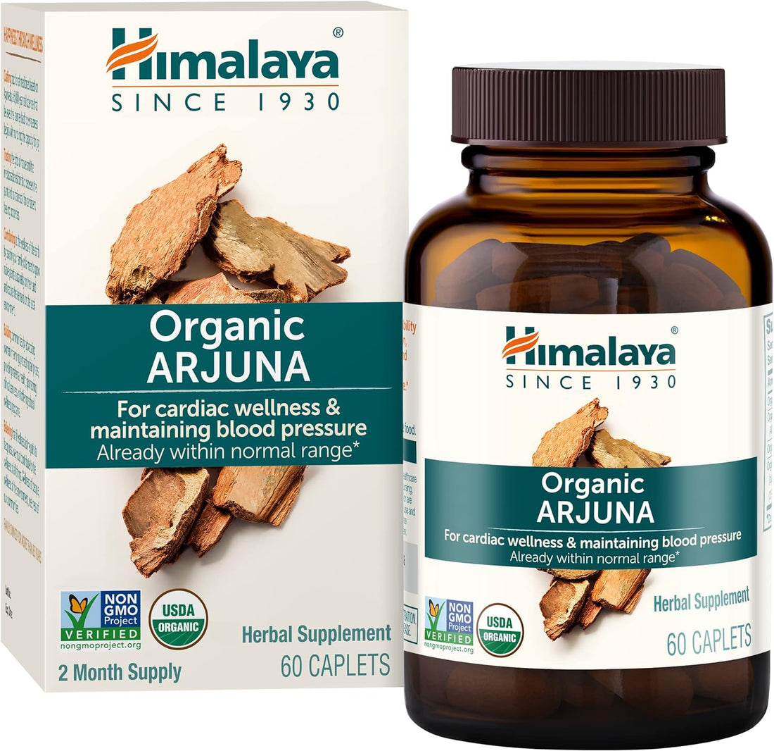 Organic Arjuna Supplement – 700mg Heart & Blood Pressure Support – USDA Organic, Non-GMO, Vegan – 60 Caplets (60-Day Supply)
