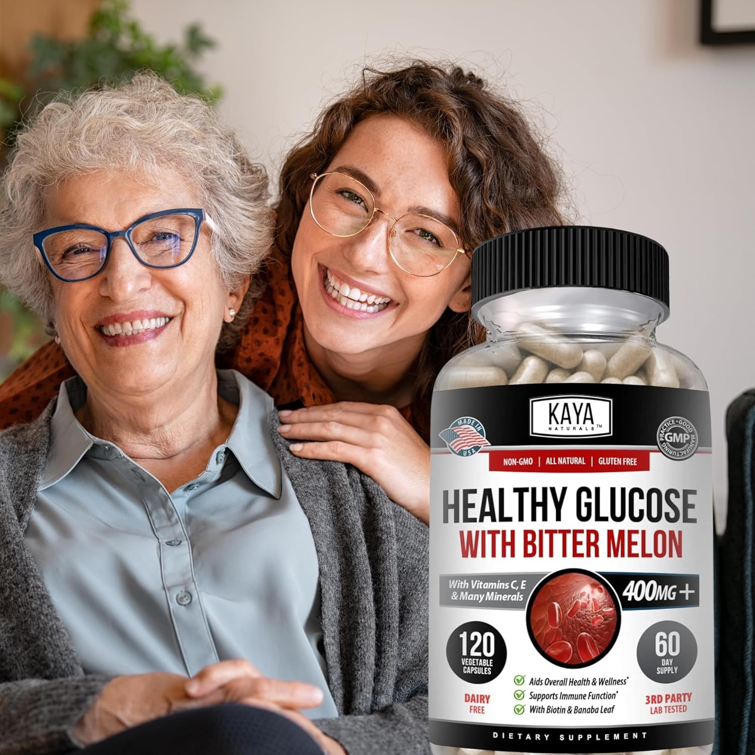 Blood Sugar Support Supplement – Healthy Gluco with Bitter Melon, Cinnamon, Alpha Lipoic Acid, Vitamins C & E, 20 Herbs & Minerals, Non-GMO, 120 Capsules