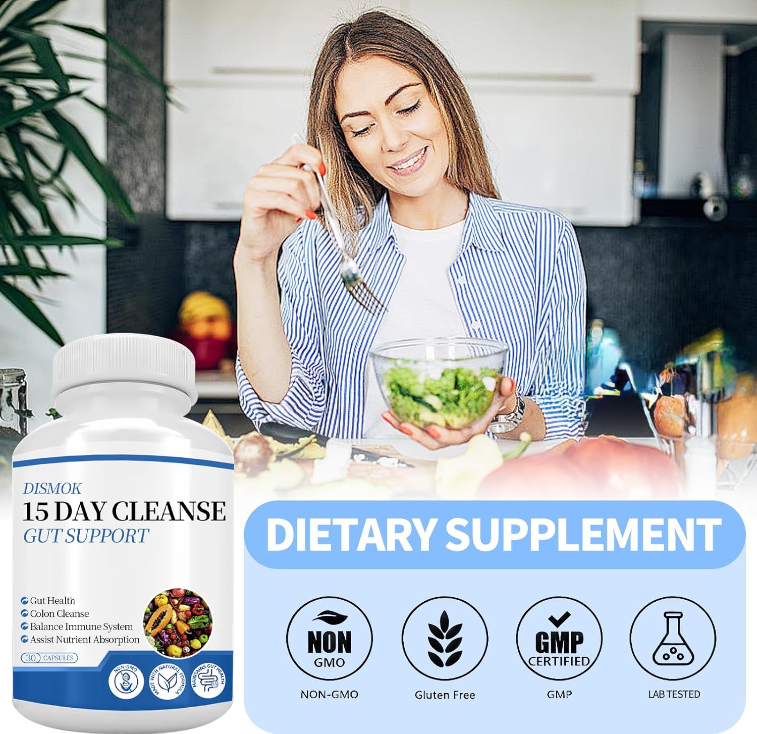 15-Day Colon Cleanse – Constipation & Bloating Relief – Gut Support for Men & Women – 30 Capsules