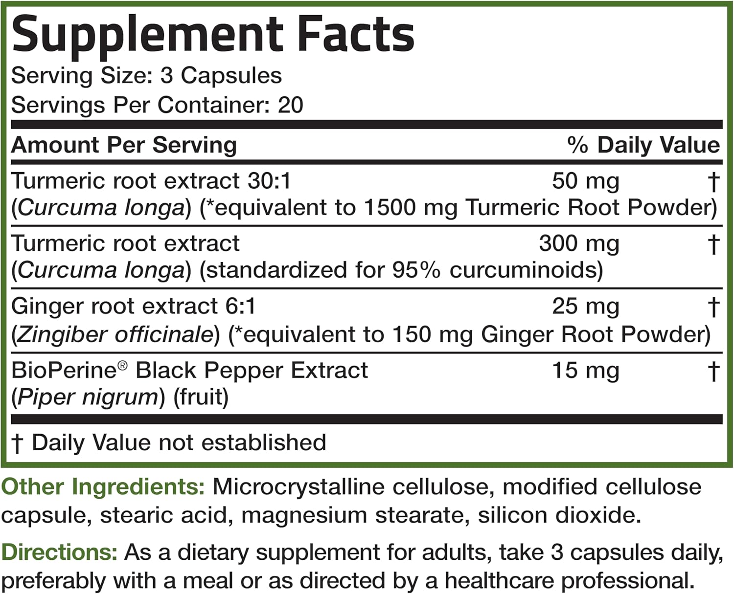 Turmeric + Ginger Extra Strength with BioPerine – Joint & Digestion Support – 60 Non-GMO Vegetarian Capsules