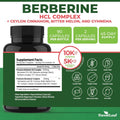 Berberine Supplement 1300Mg per Serving- 97% Tested Ultra High Potency Berberine Hcl with Ceylon Cinnamon, Bitter Melon & Gymnema, 10:1 Extract Berberis Supplements, Weight Management, 90 Veggie Caps