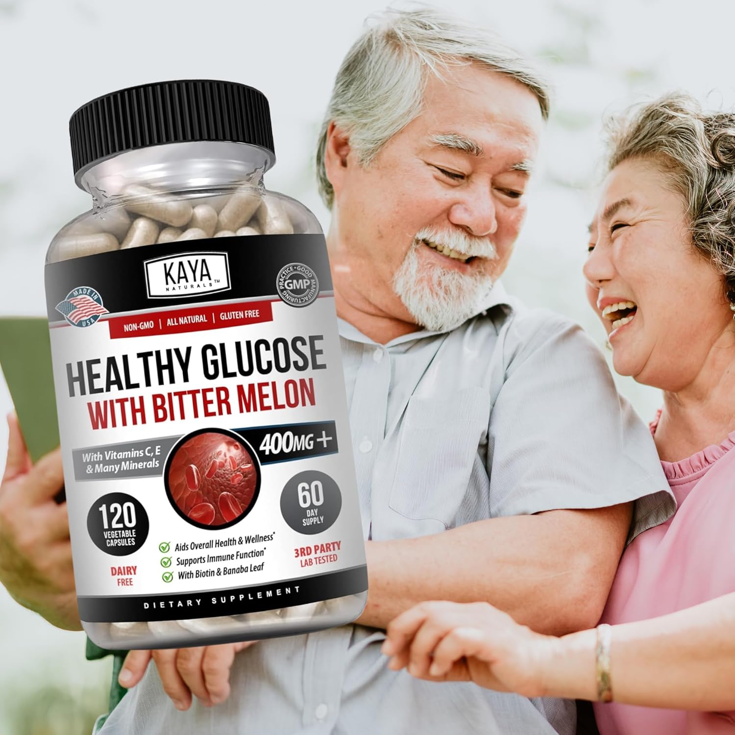 Blood Sugar Support Supplement – Healthy Gluco with Bitter Melon, Cinnamon, Alpha Lipoic Acid, Vitamins C & E, 20 Herbs & Minerals, Non-GMO, 120 Capsules